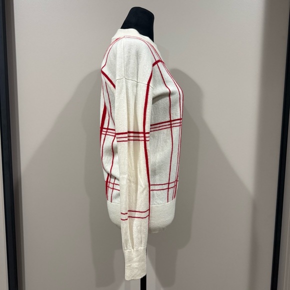 Equipment Malin Crew Neck Sweater White and Red Windowpane Pattern - Picture 4 of 7